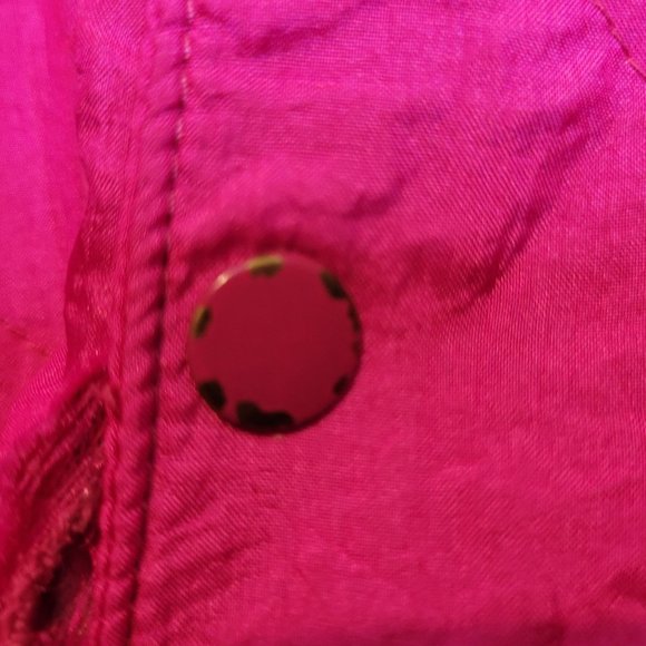 Vintage Fuchsia Pink Pullover Sweatshirt Collared Pockets Quarter Button Adult L - Picture 3 of 9